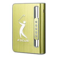 Portable Cigarette Case Holder Box with Lighter Kerosene Oil Torch Refillable Flameless Gas Lighter Gadgets for Men Christmas Gift