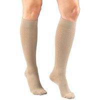 Truform Compression Socks, 15-20 mmHg, Women's Dress Socks, Knee High Over Calf Length, Tan Diamond Knit, Small