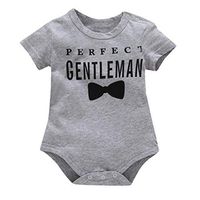 Newborn Toddler Baby Boy Girl Short Sleeve Letter Print Romper Bodysuit ClothesTronet Romper Baby boy Summer Gray