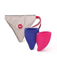 FUN FACTORY Fun Cup Menstrual Cup Set | 2 Menstrual Cups & Menstrual Cup Bag | Small Menstrual Cup and Large Menstrual Cup | Alternative Period Protection (Blue-Pink)