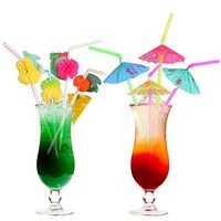 100 pcs Fruit Straws Umbrella Straws Party Disposable Straws Table Decor Tropical Drinks for Cocktail Soft Drinks Hawaiian Luau Party Supply