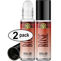 Rose Roll On Essential Oil Rollerball (2 Pack - Pure Rose Oil) Pre-diluted with Glass Roller Ball for Aromatherapy, Kids, Children, Adults Topical Skin Application - 10ml Bottle