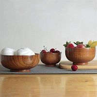 WWSHM Japanese Tableware Bowl Marmita Marmita Bol Tigela Talheres Bowl Set Wood Bowl Natural Solid Wood Plate Dinnerware (Color : 14X8CM)