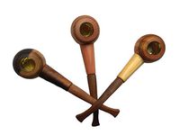 Tobacco Pipe Set of 3 – Handmade Wooden Smoking Pipes for Tobacco and Herbs – Unique 100% Natural Long Smoking Pipes