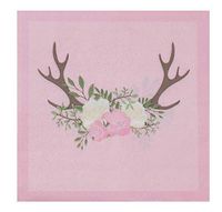 Cocktail Napkins - 150-Pack Luncheon Napkins, Disposable Paper Napkins, Bridal and Baby Shower Party Supplies, 2-Ply, Floral Deer Design, Unfolded 13 x 13 Inches, Folded 6.5 x 6.5 Inches