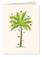 Holiday Palm Folded Note Cards by Faux Designs Foil Embossed, Blank Set of 8 with coordinating envelopes