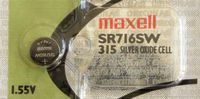 One (1) X Maxell 315 SR716SW SB-AT Silver Oxide Watch Battery 1.55v Blister Packed