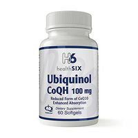 Health SiX Ubiquinol CoQH | Natural Pharmaceutical Grade CoQ10 | 100 Mg | 60 Softgels