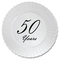 50 Years Classy Black Plastic Dessert Plate (8 CT) by Partypro