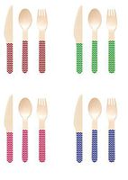 Perfect Stix Chevron Kit -108 Printed Wooden Cutlery with Chevron Print (Pack of 108)- 36 Total Sets, 0.1" Height, 0.2" Width, 6" Length (Pack of 108)