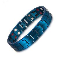AlonSwallow Titanium Magnetic Therapy Bracelet for Men 4 Power Elements Magnets Relief Anxiety Pain Relief for Arthritis and Carpal Tunnel Anti-Fatigue Radiation Resistant Bracelet,Blue