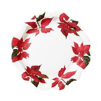 Talking Tables Botanical Poinsettia Design Disposable Plate 11" for Christmas Parties and Dinners, Red and White (12 Pack)