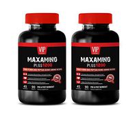 Muscle Growth Vitamins for Men - MAXAMINO Plus 1200 for Men - Free Form and PEPTIDE Bond Amino ACIDS - PRE and Post Workout - Amino Acid unflavored - 2 Bottles (180 Tablets)