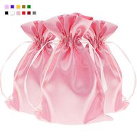 Knitial 6" x 9" Light Pink Satin Gift Bags, Jewelry Bags, Wedding Favor Drawstring Bags Baby Shower Christmas Gift Bags 50 per Pack