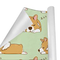 Gift Wrapping Paper Roll Cute Corgi Dog for Birthday,Holiday,Wedding,Baby Shower Gift Wrap - 3Rolls - 58inch x 23inch Per Roll