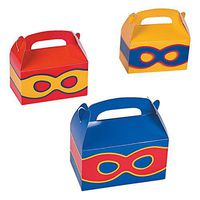 Fun Express - Superhero Treat Boxes for Birthday - Party Supplies - Containers & Boxes - Paper Boxes - Birthday - 12 Pieces