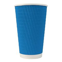 16 oz Colorful Paper Milkshake Cups - Premium Disposable Blue Ripple Cold Drink Cups - Frozen Dessert Supplies - 100 Count