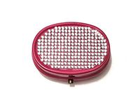 Rhinestone Small Oval Light Up Two Compartment Pill Organizer Case Box (Style 630C)