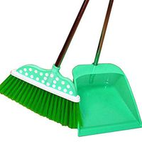 WEIFAN CAI- Long Handle Plus Thick Stainless Steel Dustpan and Brush Sets Soft bristles Sweeping dust,7 Colors (Color :Green, Size : 82x26cm)