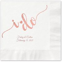Canopy Street I do Calligraphy Personalized Luncheon Napkins - 100 White Paper Coined Napkins with a Choice of foil. 6 1/2'' x 6 1/2'' Folded, Made in The USA