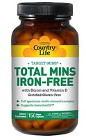 Country Life - Target Mins Total Mins Iron-Free - Multi-Mineral Complex with Boron and Vitamin D - 150 Vegetarian Capsules