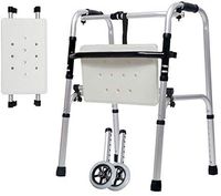 HEA GH Foldable Walker for Seniors, Adults Front Wheel Walker, Standard Walker with 2 Wheels, Lightweight Walking Frame, RollingWalker with Seat and Drainage Holes Can Be Used As Shower Chair Seat