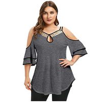 HomeMals Women's Blouse Oversized Sequin Short Sleeve T-Shirt V Neck Shirt Tops Patchwork Color Block Loose Fits Tunic Gray