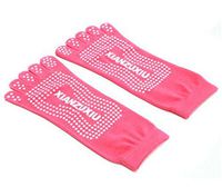 JERN Women Cotton Sock Antislip Fitness Colorful Sports Toe Socks (Pink)