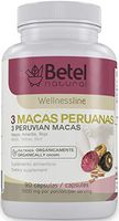 Organic 3 Peruvian Macas Capsules by Betel Natural - Black, Yellow, and Red Maca from Peru - 1000mg per Serving