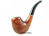 Exclusive Wooden Tobacco Pipe of Pear Root Carved "Versailles" & Pouch