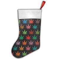 Colorful Marijuana Leaves Christmas Stockings Socks Gift Bag Decoration Home Decor 1 Pcs