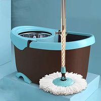 MISTXIN Set of Mop and Bucket with 2 Microfibre Dried Spin Pads 6 P with Centrifuge for Floor Cleaning