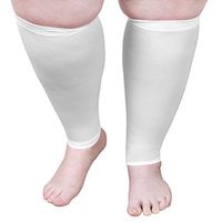 Unisex Adult Extra Wide Moderate Compression Calf Sleeves, Regular Height (Over 5'7") - White