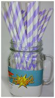 Lavender Purple Candy Striped, Vintage Paper Drinking Straws -100 COUNT - Twilight Parties