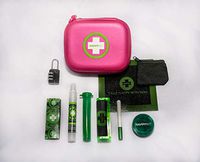 All in One Smoking Pouch/Case for Smoker - Smell Proof, Break Proof - Includes Herb Grinder, Rolling Paper + Filter Tips & Lots More. - Amazing 4/20 Gift, Starter Kit - Pink