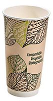 Double Wall Compostable Coffee Cup (Case of 500), PacknWood - Recyclable Disposable Paper Cups for Hot Drinks (20 oz) 210GCDW20