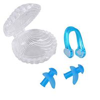 LIOOBO Kids Adult Swimming Earplug Nose Clip Set Waterproof Surf Swimming Accessories(Acid Blue)