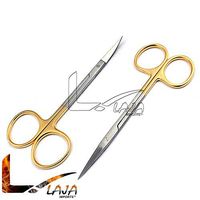 LAJA Imports 2 Iris Scissors Tungsten Carbide Straight & Curved 4.5" Delicate German Grade Stainless Dental Skin Tags