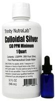 Trinity NutraLab 130PPM Colloidal Silver (1 Quart) Plus Dropper Bottle. Certified Lab Tested, 100% Pure & Natural. Nothing Added.