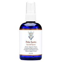 Palo Santo Smudge Spray for Cleansing and Clearing Energy (4 Ounce) Liquid Blend Alternative to Incense, Sticks, Wood Or Candles, Handmade in The USA with Pure Essential Oils and Real Quartz Crystals