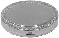 Silver Border Print with Mirror Oval Pocket Purse Portable Travel Pill Box & Medicine Organizer (2 Compartments)