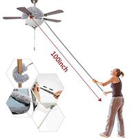 Microfiber Duster with Extension Pole(Stainless Steel) 30 to 100'', with Bendable Head, Extendable Long Duster for Cleaning Ceiling Fan, High Ceiling, Keyboard, Furniture Cars