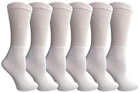 Yacht & Smith Men and Women Value Pack of Ring Spun Cotton Crew Diabetic, Nephropathy Socks (9-11, 6 Pairs White)