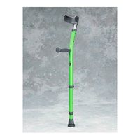 Pediatric Forearm Crutches, 1 Pair with open half cuff. Epoxy-coated, height adjustable grip to floor 17-23 inches and grip to top of cuff 6-7 inches. Send an Amazon email with your color selection.
