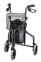 Foldable 3 Wheel Rollator Walker, Lightweight Aluminum, Black