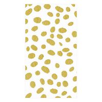 Caspari Spots Paper Linen Guest Towel Napkins in Gold - 12 Per Package