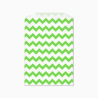 Green Horizontal Stripes on White Middy Bitty Flat Paper Bags 5 X 7 1/2 Inches Set of 25 Bags, Made in USA
