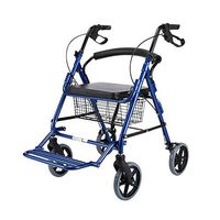 Elderly People Standard Walker Foldable Walking Frame Lightweight Rollator Walker Large 8 Inch Wheels Walker for Seniors Adult,Blue