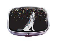 Top A Wolf Custom Personalized Square Pill box Decorative Box Vitamin Container Pocket Or Wallet (Wolf-8)