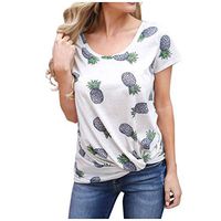 Eoeth Women Pineapple Print T-Shirt Casual Loose Short Sleeve Tees Simple Wild Tops Blouse Shirts Pullover Tracksuits White